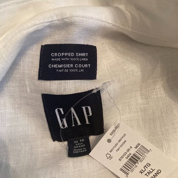 GAP Cropped White Linen Shirt - NWT - Picture 4 of 8